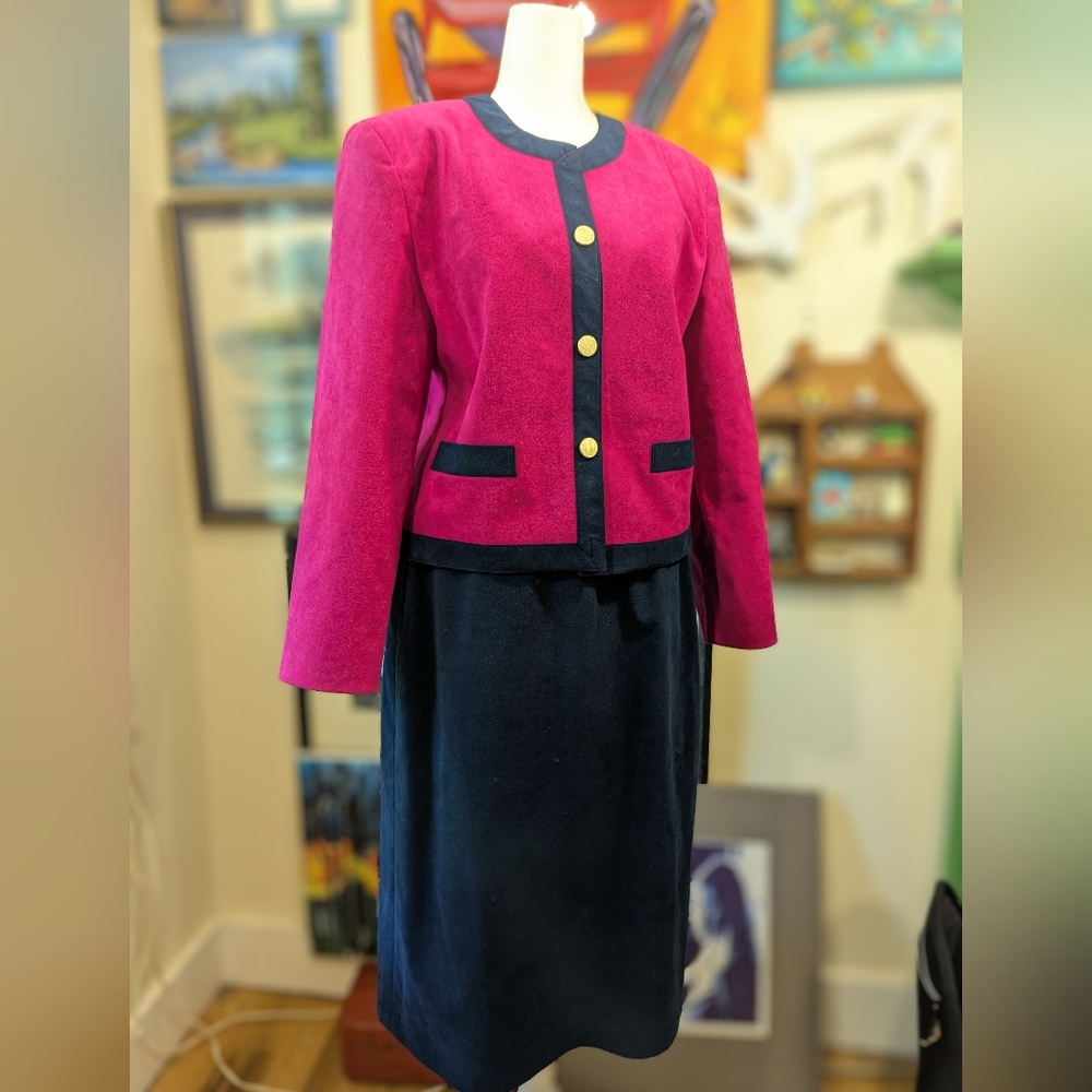 Fantastic Vintage 80’s  Parnes Feinstein Ultrasuede  Color block Suit